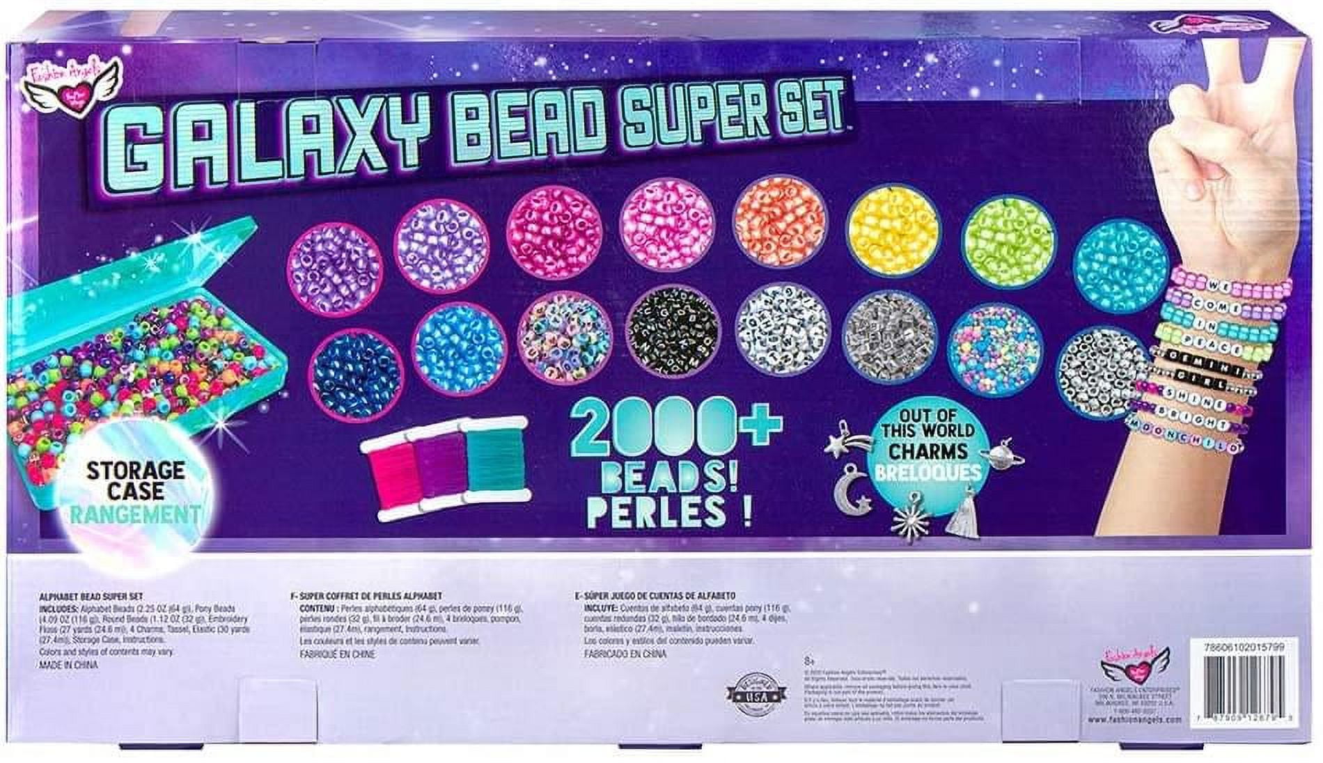 Fashion Angels Galaxy Bead Super Set, 2,000+ Bead Bracelet Making kit -  Makes 50+ Bracelets, Alphabet Charms, Pearlescent & Metallic Beads,  Includes