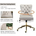 thumbnail image 4 of Home Office Desk Chairs - Beige Velvet Desk Chair Home Office Chair, Upholstered Tufted, Golden Metal Base, Adjustable Swivel Wheels, for Living Room, Bedroom, Office, Vanity, Study (Beige White), 4 of 11
