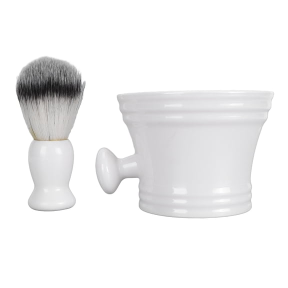 BIMZUC Men Beard Foaming Brush Set with Soap Bowl and Brush Rack, Premium Soft Nylon Hair Shaving Lather Grooming Kit for Professional Barber Quality At-Home Care, Black