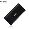 thumbnail image 2 of Cartera Unishow para mujer, larga, sencilla, elegante, de marca, de piel sintética, con tres pliegues, con bolsillo para monedas, 2 of 5