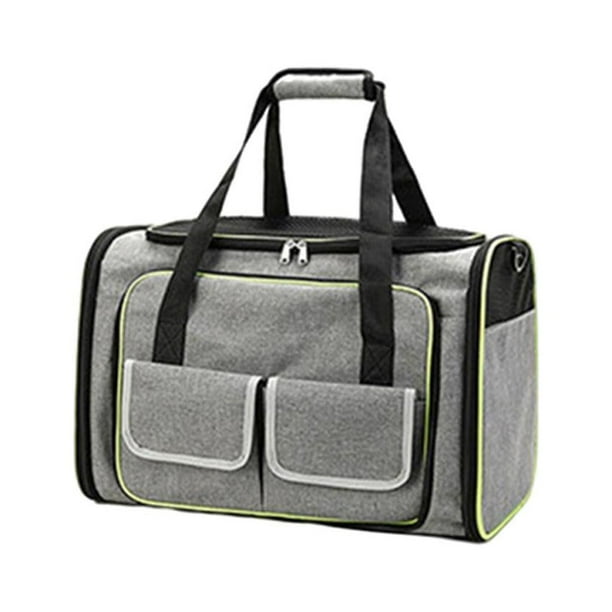 Bolso de mano portátil para mascotas, plegable, expandible, de tela Oxford, con malla Verde gris claro