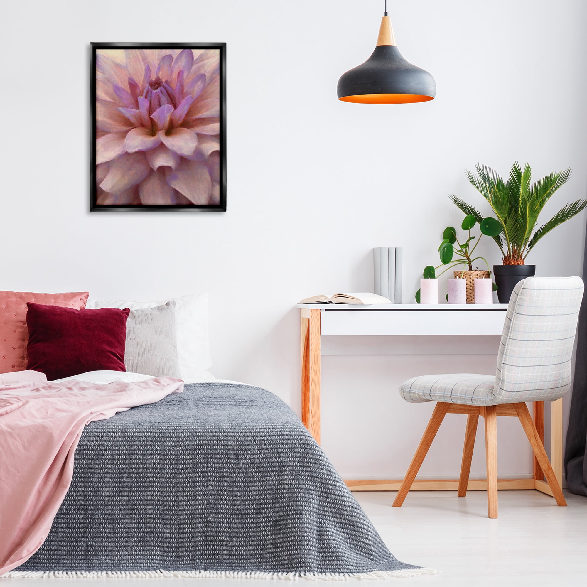 Stupell Industries Purple Dahlia Petals Botanical & Floral Painting Black Floater Framed Art Print Wall Art, 25 x 31