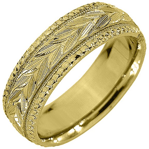14K Yellow Gold Mens Wedding Band 6mm Satin Comfort Fit