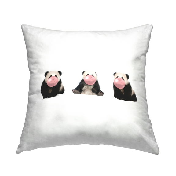 Stupell Industries Panda Bear Cub Bubblegum Square Decorative Printed Throw Pillow Design By Emma P, 18 x 18
