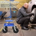 thumbnail image 4 of 360° Swivel Garden Cart Seat - Height Adjustable Rolling Stool with Tool Tray & All-Terrains Wheels, 330Lbs Heavy Duty Gardening Stool for Seniors, Elderly, Knee Pain Relief Blue, 4 of 10