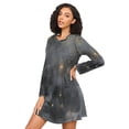 thumbnail image 3 of FORMRS Womens Long Sleeve Nightgowns Crew Neck Sleep Shirt Soft Pajamas Sizes S-3XL, Gray Sky Pattern, 3 of 8