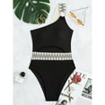 thumbnail image 6 of CALAFEBILA Pretty Women Siamese 2025 Skinny One-Shoulder Solid Surfing Halter Show Waist Mother's Day Asia Summer One-Piece Swimsuit for Women, 6 of 6