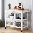 thumbnail image 6 of ANPOO 3 Tier Kitchen Island Carts on Wheels with Storage, Mobile Rolling Cart with Large Capacity Storage Drawers, Towel Rack, Rubber wood Top, for Kitchen and Dining Room, 6 of 7
