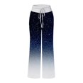 thumbnail image 3 of yunLCZ Wide Leg Pants Woman Women's Comfy Casual Pajama Pants Floral Print Drawstring Palazzo Pants Wide Leg Office Slacks, 3 of 3