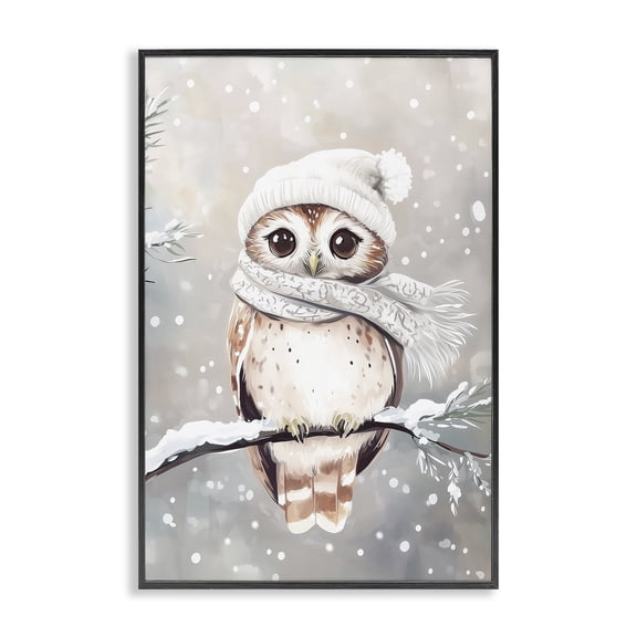 Stupell Industries Rustic Lodge Cute Winter Owl Black Framed Giclee Art, 12 x 18, by Arlington Prints
