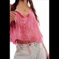 thumbnail image 2 of Blusas de Verano Bohemias con Lazo Frontal para Mujer, Blusas Playeras de Encaje con Botones, Sin Mangas, de de , Y2k 2025, Rosa, L, 2 of 5