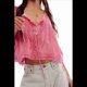 thumbnail image 2 of Blusas de Verano Bohemias con Lazo Frontal para Mujer, Blusas Playeras de Encaje con Botones, Sin Mangas, de de , Y2k 2025, Rosa, L, 2 of 5