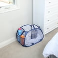 thumbnail image 2 of Smart Design Deluxe Mesh Pop Up Square Laundry Basket Hamper with Side Pockets and Handles- Holds 2 Loads - 17 x 14 inch - Blue, 2 of 7