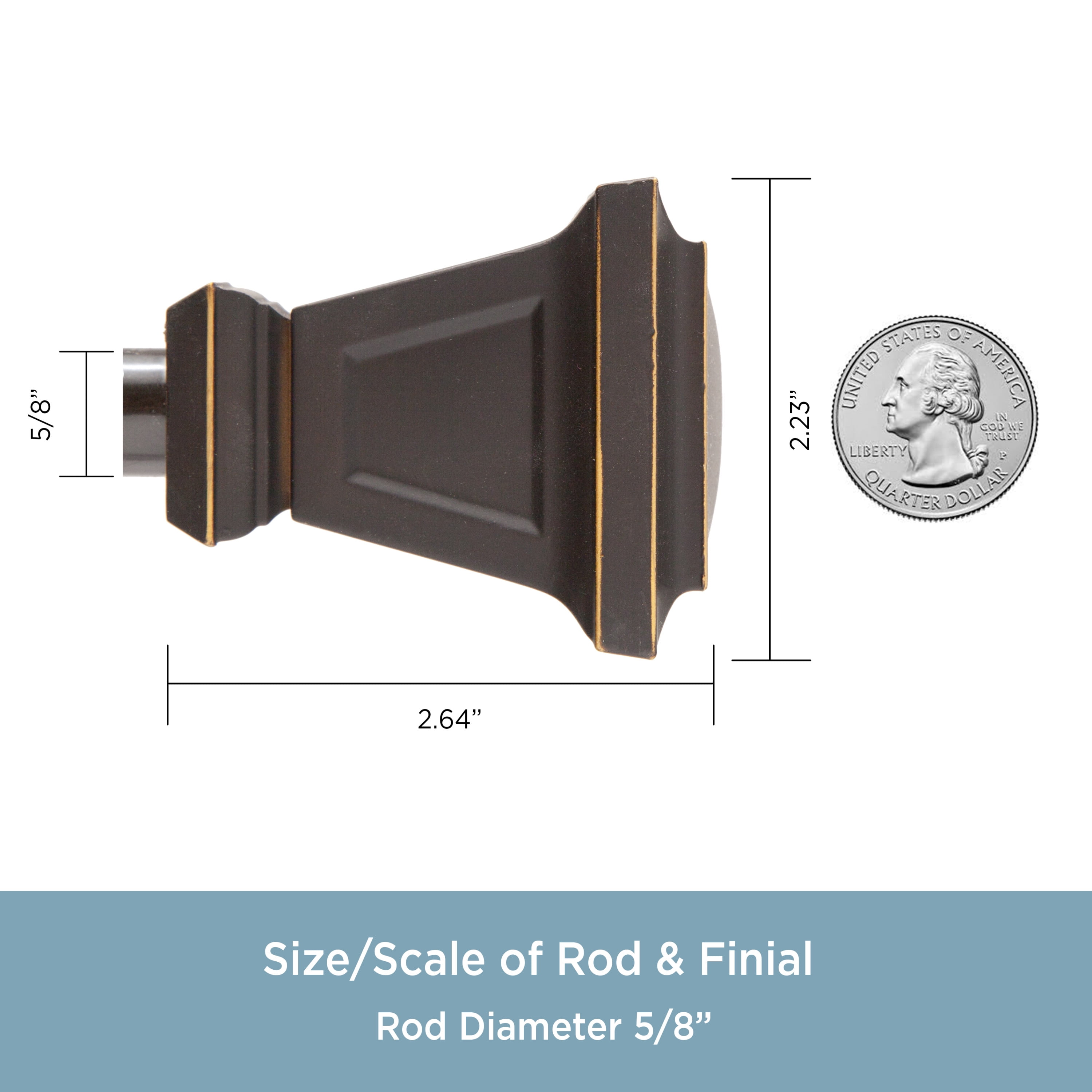 Kenney Seville 5/8" Standard Decorative Window Curtain Rod, 28-48", Oil Rubbed Bronze
