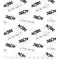 Springs Creative 18" x 21" Cotton ACDC Sketch Logo Precut Sewing & Craft Fabric, Black and White