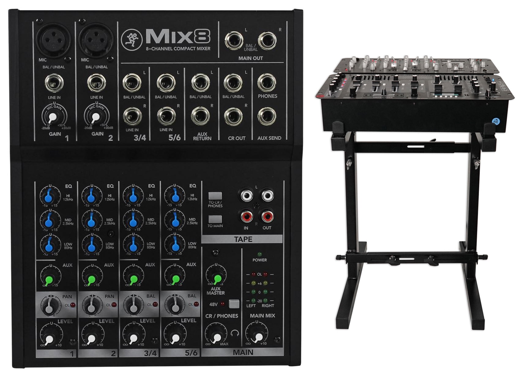 New Mackie Mix8 Compact Mixer Constructed With a Durable Metal Chasis+Stand - Walmart.com