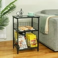 thumbnail image 5 of X-cosrack End Table,3 Tier Industrial Side Table,Wood & Metal Frame Nightstand Storage Shelf for Living Room Office Hallway(Black), 5 of 11