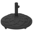 thumbnail image 1 of Base de Parasol de Patio Ronde Robuste de 44 Lb avec Roues, Support Lesté en Résine et Béton pour Poteaux de 1,3 Pouces/1,5 Pouces/1,9 Pouces, Design Tressé Noir pour Jardin, Terrasse, au Bord de la Piscine et Cour, 1 of 7