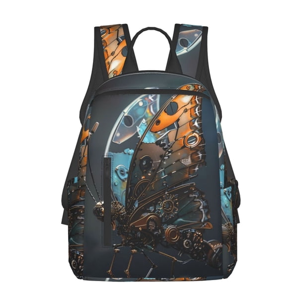 Balery Steampunk Mechanical Butterfly Mochila ligera para hombre y mujer: duradera e impermeable, ideal para la escuela, el trabajo, viajes y uso diario.