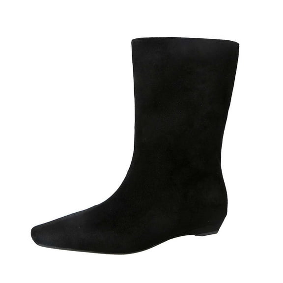 Boots for Women,Stylish Women Mid Calf Boots Pointed Toe On Flat Heel Comfortable Stretch Fabric For Casual Walking And Everyday Wear,Knee High Boots Women,Black,6