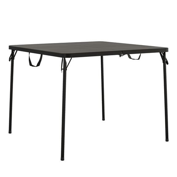 COSCO 38.5" Square Fold-in-Half Card Table with Handle, Wheelchair Accessible, Black