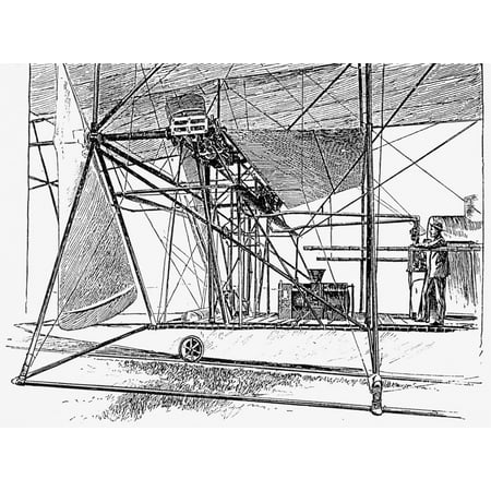 Sir Hiram Stevens Maxim N(1840-1916) Naturalized British (American-Born) Inventor Sir HiramS Flying Machine Finished In 1894 And Largest Airship Built To Date Line Engraving American 1894 Rolled