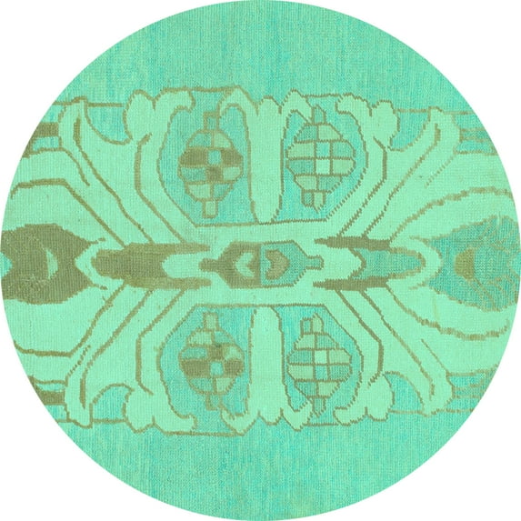 Ahgly Company Indoor Round Abstract Turquoise Blue Modern Area Rugs, 8' Round