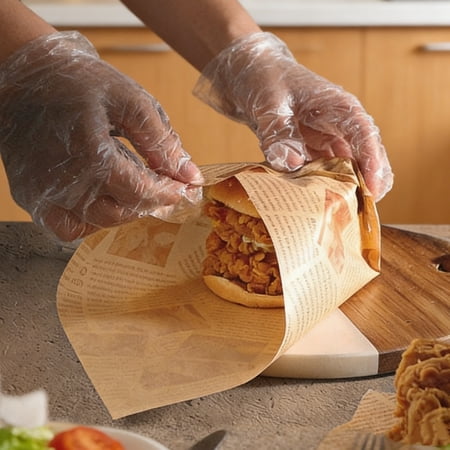 100Pcs Food Grade Greaseproof Paper - Non Stick Deli Liners for Wrapping Burgers Fries Fried Chicken Basket 7.1x7.1 in Greaseproof Paper Sheets for BBQ Picnic Party Kitchen Wrap