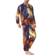 thumbnail image 2 of Sikiie Rainbow Sunset Cloud White Horse Mens Pajama Set, Soft Warm Long Sleeve Sleepwear, Cozy Button-Down Pjs for Men-Large, 2 of 7