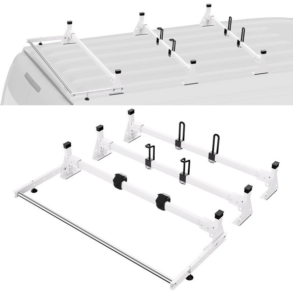 3 Bar Ladder Roof Rack with Cargo Roller for 2015-2024 Ford Transit 800 LB