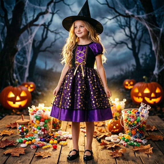 Toddler Girls Dress Cute Vintage Youth Comfortable Halloween for Girls Princess Tulle Outdoor Casual Dress Set