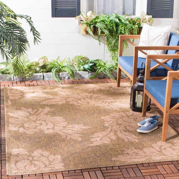 Safavieh Courtyard Adrian Floral Indoor/Outdoor Area Rug, Gold/Natural, 2'7" x 5'