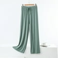 thumbnail image 2 of Fiaer,Women's Lounge Plus Size Trousers,Womens Wide Leg Solid Color Pants,Ladies Casual Fashion Comfy Elastic Waist Slacks with Pockets Light Green XL, 2 of 7
