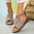 thumbnail image 3 of Platform Wedge Gladiator Sandals for Women 2025 Fashion Casual Suede Peep Open Toe High Heel Dressy Sandals, 3 of 8