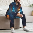 thumbnail image 6 of KLL Red And Blue Fire Dragon C Sleepwear Mens Flannel Pajamas,Long Cotton Pj Set, 6 of 7