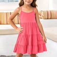 thumbnail image 2 of SROBPTY Teen Girls Dresses Solid Sleeveless Crew Neck Tiered Mid-Length Sundress for 3-14Y, 2 of 5