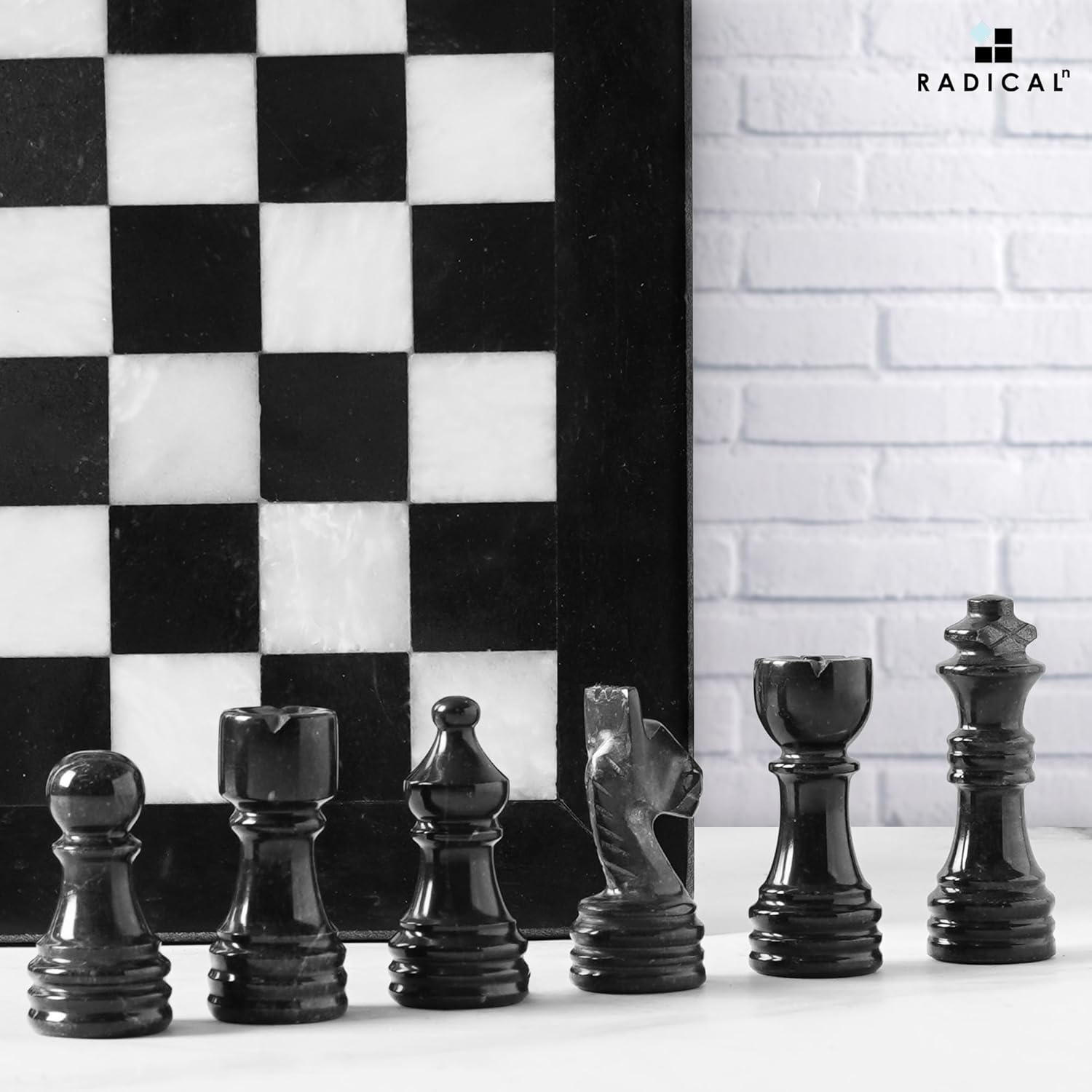 Radicaln Black and White Marble Chess Set 12 Inch Handmade Board – Luxury Gift for Father, Boss or Mentor – Thoughtful Father’s Day Pick for Him