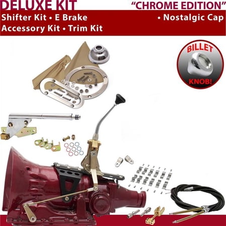 American Shifter TH350 Shifter Kit Chrome 8 in. E Brake Cable Clamp Clevis Trim Kit for EDF46