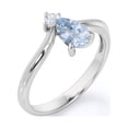 thumbnail image 4 of JeenMata Milgrain Border - 1 Carat Pear Cut Deep Blue Created Aquamarine and Moissanite - V Shaped Double Stone Engagement Ring - 18K White Gold Plating over Silver, 4 of 6