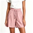 thumbnail image 2 of JUSLIO Women Shorts,Casual High Waist 5" Mid-Length Shorts,Summer Plus Size Lightweight,Pink,Size XXL, 2 of 5