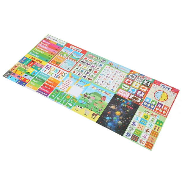 Pósteres De Aprendizaje, Carteles Educativos Impermeables, 12 Piezas, Película De Cubierta De Doble Cara Reutilizable Antidesgarro Para Iluminación De Aprendizaje Temprano