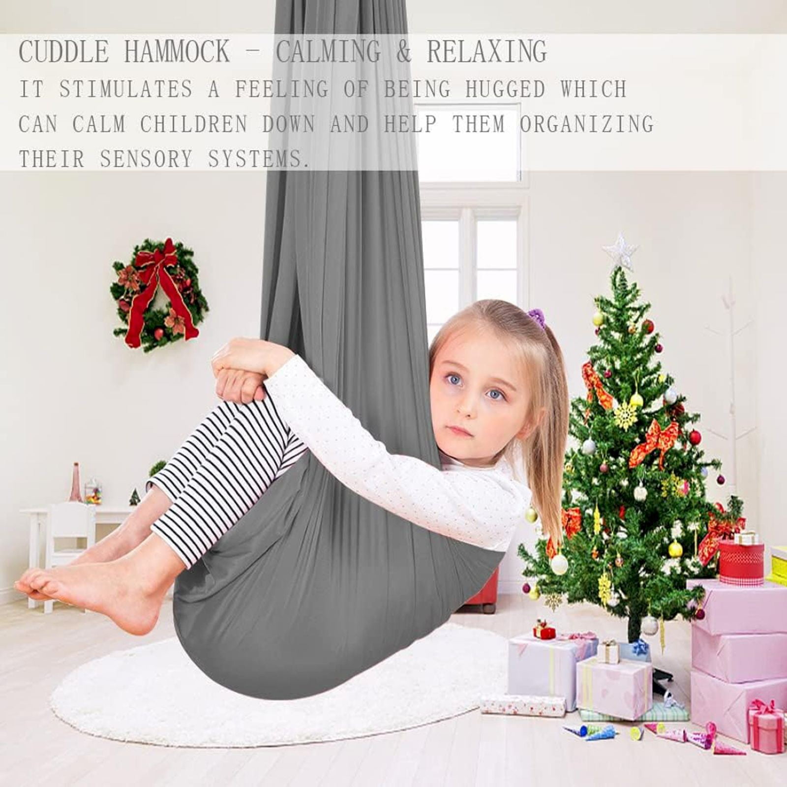 RUIG Sensory Swing Indoor Outdoor with 360° Hardware - Calming Therapy Swing for Kids & Adults - Durable, Adjustable & Easy Install,Soothing for Sensory Processing Disorder & Special Needs