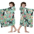 thumbnail image 4 of Boston Terrier Floral Flowers Hooded Bath Towel，50"x30" for Ages 3 To 12 Kids, Quick Dry Lightweight Soft Microfiber Hood Beach Towel Cover Up for Kids, 4 of 7