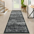thumbnail image 2 of Washable Distressed Runner Rugs 2x6, Non-Slip Low Pile Hallway Living Room Bedroom Floor Carpet, Black, 2 of 7