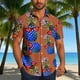 thumbnail image 1 of Blusa y camisa de manga corta con cuello vuelto para hombre, blusa informal de moda con botones estampados, blusa de manga corta con cuello vuelto, blusa de poliéster para hombre, 1 of 6