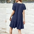thumbnail image 3 of Xyxonk Spring Summer Dresses for Women Short Sleeve Flowy Swing Dresses Loose Casual Solid Color Crewneck Mini Dress Sundress Navy M, 3 of 4