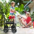 thumbnail image 6 of UBesGoo Iron Four Wheel Pipe Truck Garden Water Hose Reel Car w/ Dark Green Hose, Black, 6 of 8