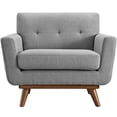 thumbnail image 2 of Hawthorne Collections Contemporary Upholstered Fabric Accent Arm Lounge Chair in Expectation Gray with Solid Wood Legs, 2 of 5