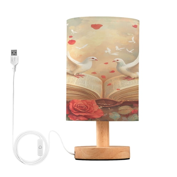 BZSMCE Lamp Modern Red Roses White Doves Creative Patter Night Light