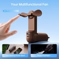 thumbnail image 3 of JISULIFE Mini Portable Fan, 3 In 1 Handheld Fan with 4500 mAh [20-37 Working Hours], USB Rechargeable with Power Bank, Flashlight, Foldable Pocket Fan for Travel, Makeup, Gift for Women -Brown, 3 of 9